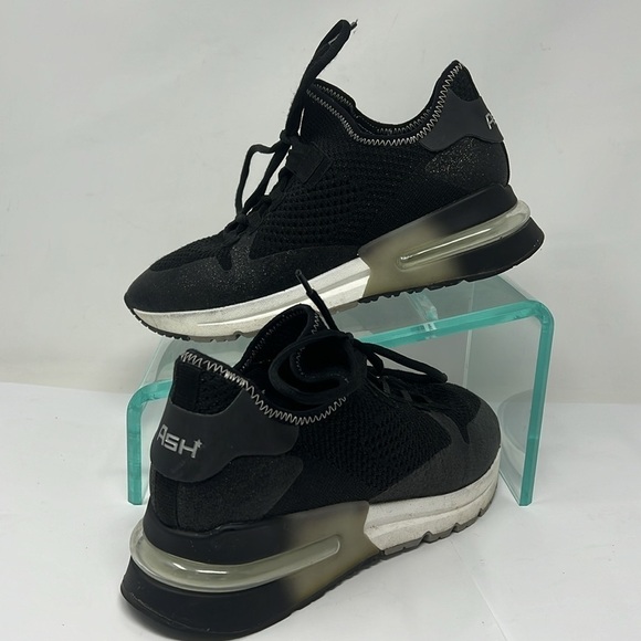 Ash Sz 39 Krush Glitter Black Knit Trail Runners - Picture 1 of 15